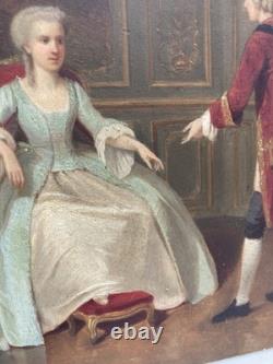 Small Cabinet Painting, Oil on Wood, La Pompadour, Circa 1800