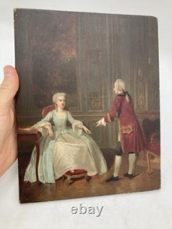 Small Cabinet Painting, Oil on Wood, La Pompadour, Circa 1800