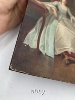 Small Cabinet Painting, Oil on Wood, La Pompadour, Circa 1800