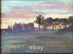 Small Impressionist School Original Oil Painting Morning Landscape, Framed