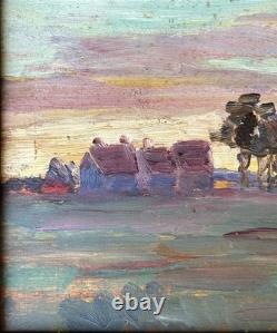 Small Impressionist School Original Oil Painting Morning Landscape, Framed