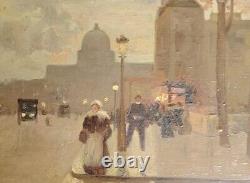 Small Oil on Wood of Parisian Animated Life Early 20th Century Signed R Lamoré