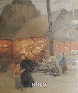 Small Oil on Wood of Parisian Animated Life Early 20th Century Signed R Lamoré