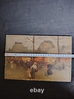 Small Oil on Wood of Parisian Animated Life Early 20th Century Signed R Lamoré