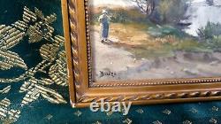 Small Old Painting Oil French Barbizon School XIXth Century Under Glass