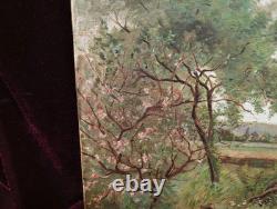 Small Old Painting Oil on Canvas French School of Barbizon Countryside 19th Century