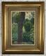 Small Original Antique Landscape Garden, Trees, Nature, Oil Painting, Framed