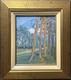 Small Original Antique Landscape, Trees, Nature Park, Oil Painting, Framed