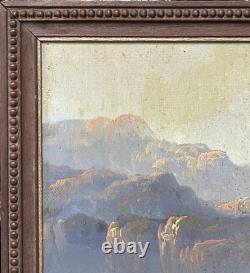 Small Original Antique Mountain View Oil Painting, 19th Century, Framed