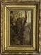 Small Original Antique Trees Sky Nature, Oil Painting, Framed