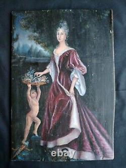 Small Painting on Wood CHARACTER 17TH CENTURY / Mythology Cupid / FANTASY