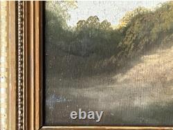 Small Superb Seascape Antique Oil Painting Fishing Landscape, Hand Made, Framed