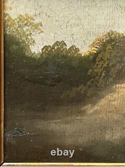 Small Superb Seascape Antique Oil Painting Fishing Landscape, Hand Made, Framed