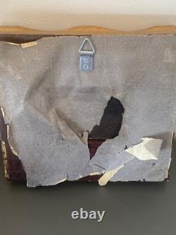 Small antique 19th-century painting, oil on wood panel, signed