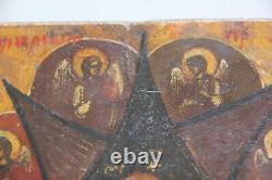 Small fragment of an ancient Russian icon. Jacob's Ladder. 14.5 x 11.5 cm