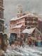 Snow Falls Winter Landscape Old Italian Urban Landscape Oil Painting