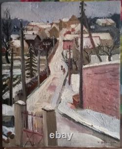 Snowy Landscape Oil Yvonne Blanchon Around 1930 Taste Utrillo Post-Impressionist