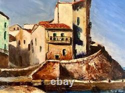 Soft Cape Beach of La Ponche Saint Tropez title oil on wood from 1950 signed