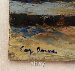 Soft Cape Beach of La Ponche Saint Tropez title oil on wood from 1950 signed
