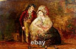 Spanish Couple. Oil On Table. Anonymous. In The Goya Style. Spain. Xxe