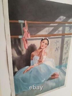 Square Ballerina Hand-painted Portrait Oil on Canvas Dance 60x90cm Wooden Frame
