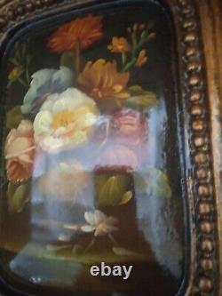 Square Flowers Flemish Oil Painting on Baroque Gold Classic Wood Frame 31x36
