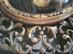 Square Flowers Flemish Oil Painting on Wood with Baroque Gold Classic Frame