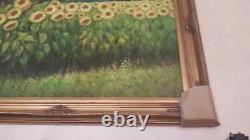 Square Landscape Sunflowers Painting Wood Frame Gold Leaf Oil on Canvas 86X116CM