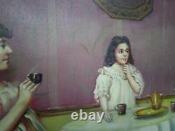 Square Scene Lady Nobles Oil Painting on Canvas Wooden Frame Italian 69x89 CM Square Scene Lady Nobles Oil Painting on Canvas Wooden Frame Italian 69x89 CM