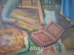 Square Scene Painter Hand Paint Oil On Canvas Frame Wood Sheet Gold 60x80