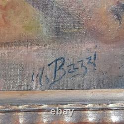 Still Life Painting of Fruits Oil on Canvas Wooden Frame Signed Bazzi 1940s