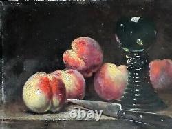 Still Life With 19th Century Hsp Knife And Glass Peaches