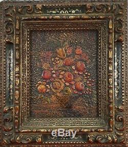 Still Life With Flowers. Oil On Relief. Stucco On Wood. Nineteenth Century