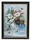 Still Life Of Flowers In A Vase, Oil On Wood, Signed Original Framed Painting