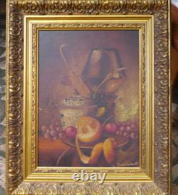 Still Life with Oranges, Signature to Decipher, Oil on Wood (40x30)