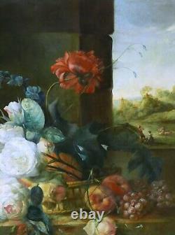 Still life tableau of flowers and guinea pigs, German school, Franz Werner Van Tamm