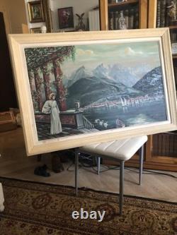 Sublime Large Painting with Frame Signed Marcel Foreaux, 1946, Oil on Canvas