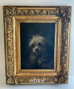 Sublime Oil On Canvas From The 19th Portrait Of A Dog By Walter Biddlecombe