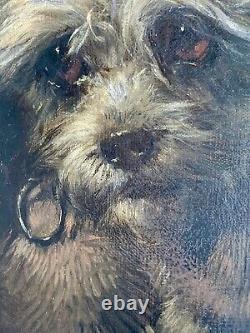 Sublime Oil On Canvas From The 19th Portrait Of A Dog By Walter Biddlecombe