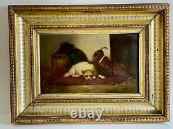 Sublime Oil On Wood The Dog And The Monkey Signed Vincent De Vos (1829-1875)