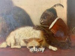 Sublime Oil On Wood The Dog And The Monkey Signed Vincent De Vos (1829-1875)