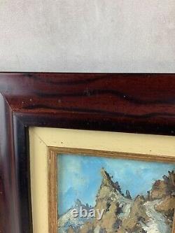 Sublime oil painting on wood signed Robert Rouard featuring a snow scene.