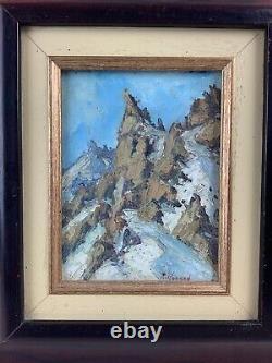 Sublime oil painting on wood signed Robert Rouard featuring a snow scene.