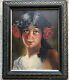Superb French School Of The 19th Century, Young Girl Adorned With Flowers, Oil On Wood