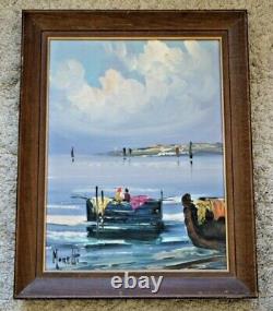 Superb Oil On Canvas Pst Marine Sinners By Moretti Wooden Frame Approx 1975
