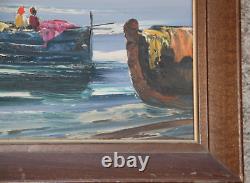 Superb Oil On Canvas Pst Marine Sinners By Moretti Wooden Frame Approx 1975