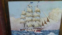 Superb Oil On Wood, Late 19th, Sailing 3 Mats At Sea Signed By Bernasconi