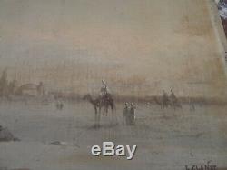 Superb Old Painting Oil Painting On Wood Landscape Orientalist Louis Clanet
