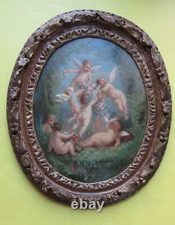 Superb Painting Angelots / Putti Grand Painter Henry Sieurac