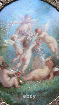 Superb Painting Angelots / Putti Grand Painter Henry Sieurac